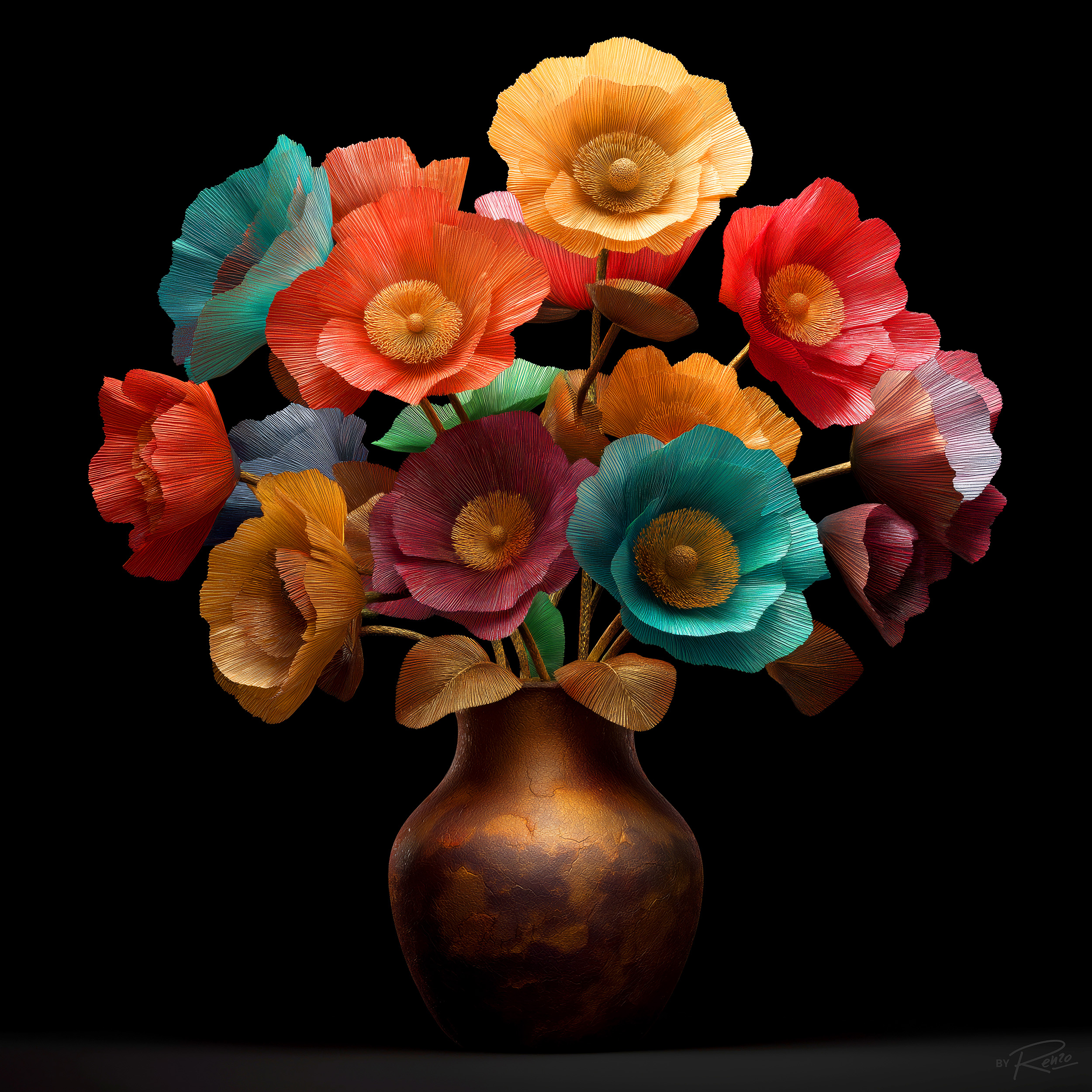 Textured Floral Sculpture